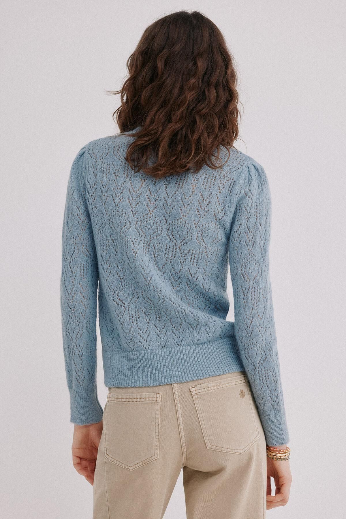 호스 인트로피아 라운드넥 오픈워크 니트 스웨터 6383667 AZUL - 상세 이미지 5