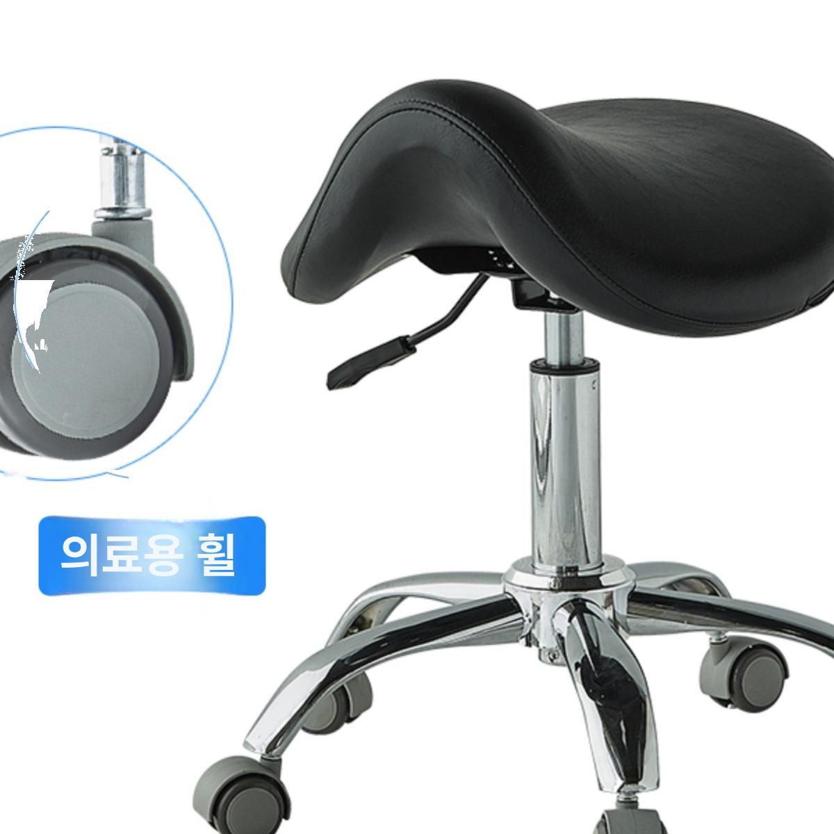 원형 미용의자 진찰 등받이 보조 작업용 치과 표준 구성 A022 화이트 PU 바퀴 - 상세 이미지 4