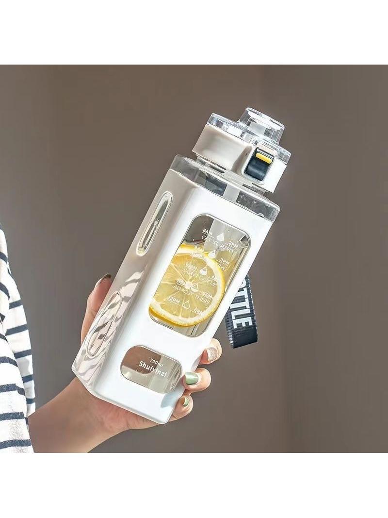 투명 휴대용 음료수 보틀 물병 스트랩 텀블러 리필용 디자인 레드 700ml - 상세 이미지 5