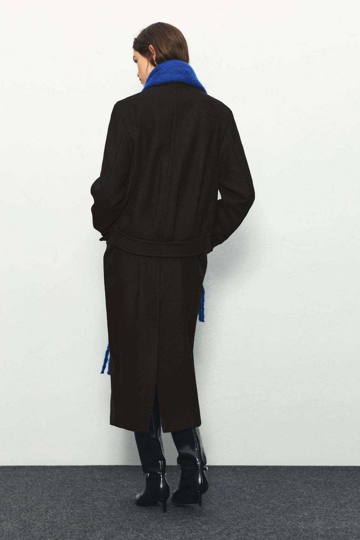풀앤베어 울 블렌드 블랙 롱 코트 7800/367 BLACK - 상세 이미지 4
