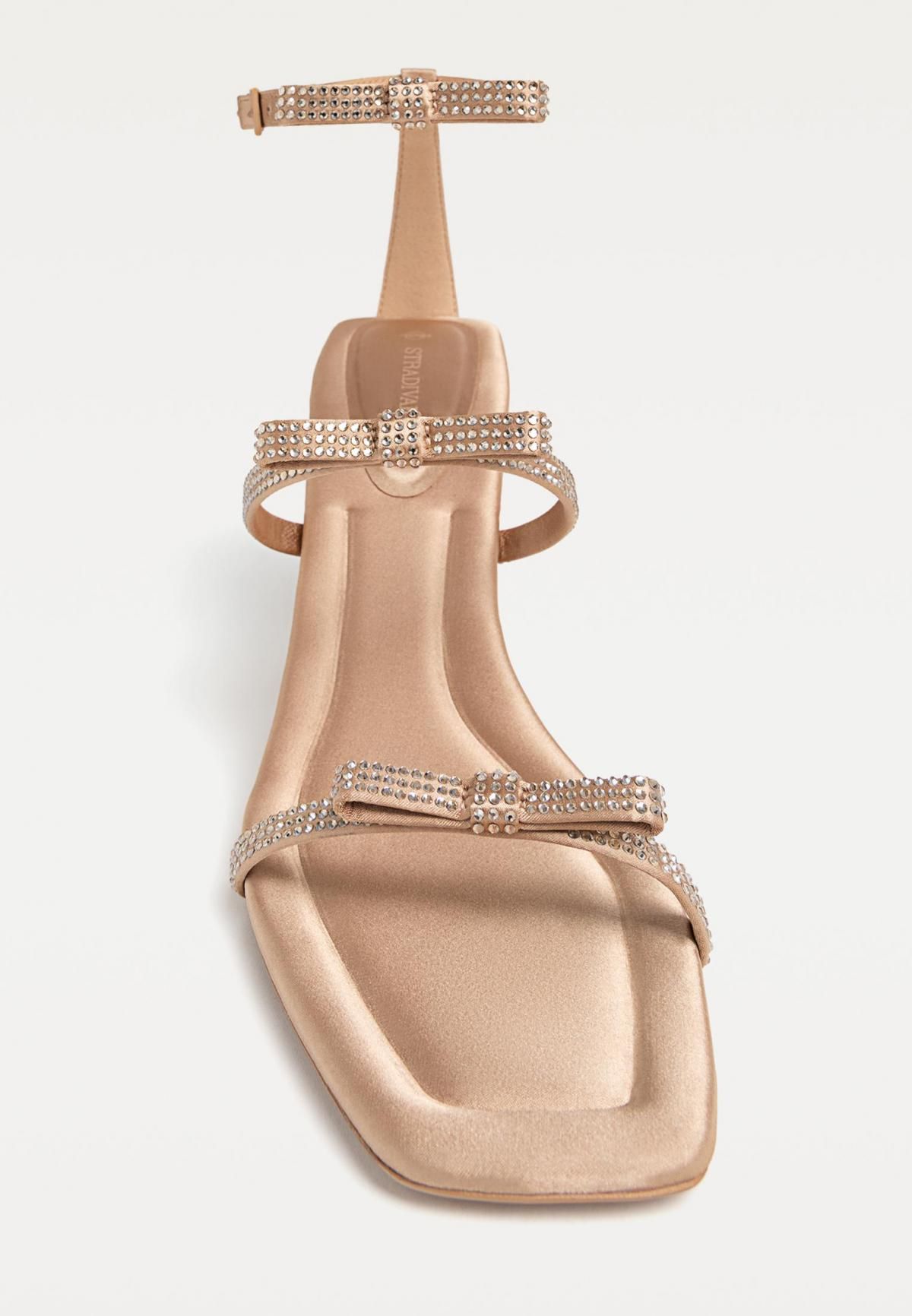 스트라디바리우스 스파클 스트랩 리본 디테일 8cm 힐 샌들 9708/470 BEIGE - 상세 이미지 4