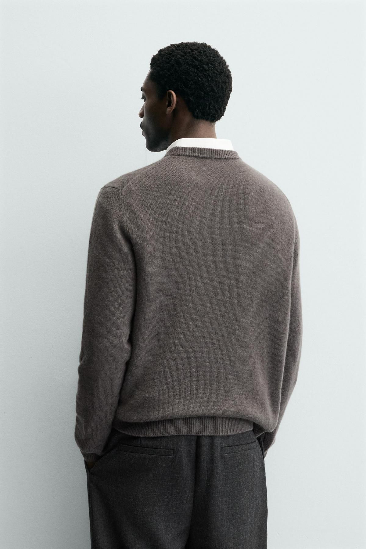 자라 캐시미어 레귤러핏 니트 스웨터 2893/364 TAUPE GREY - 상세 이미지 4