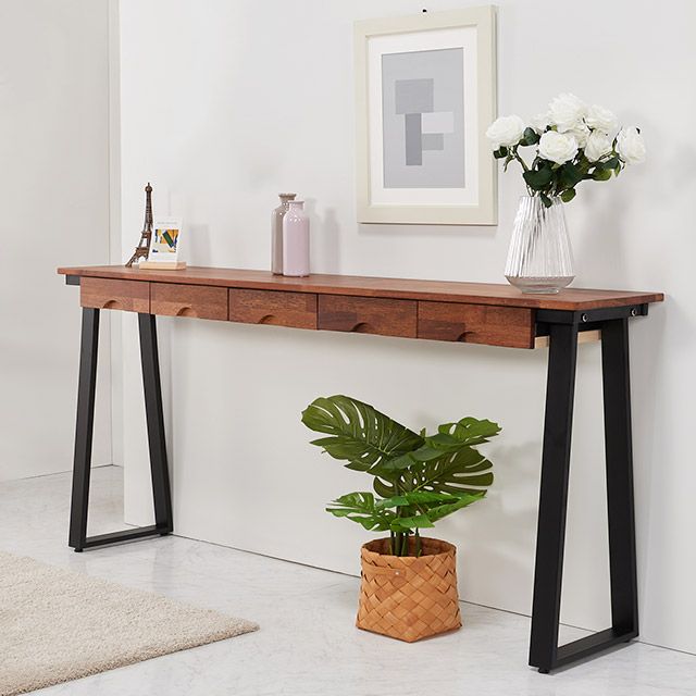 가구의서 CZ3127 멀바우 원목 서랍테이블 1800x350x760mm - 메인 이미지