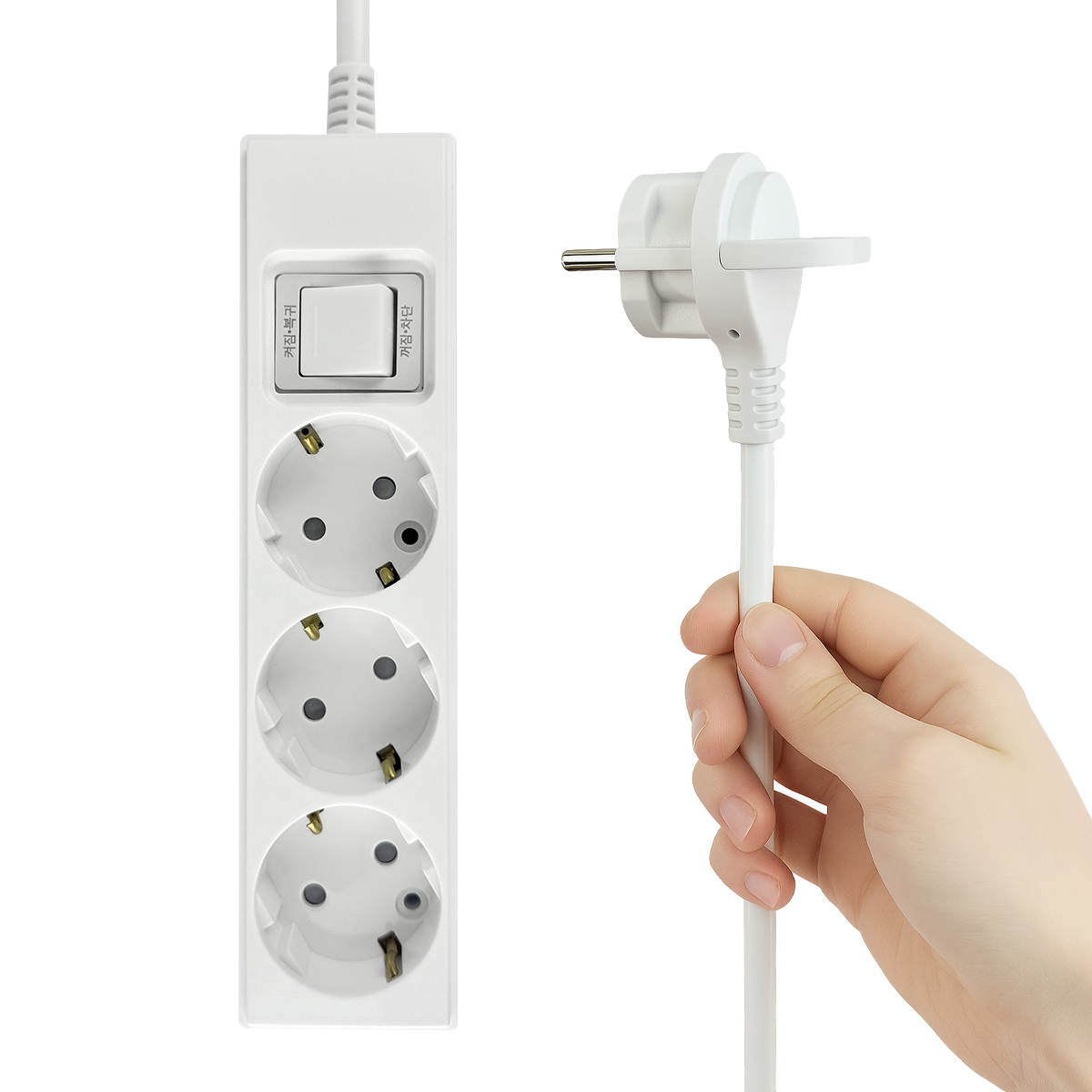 제로갭 국산 납작 멀티탭 통합스위치 과부하차단 고용량 절전 3구 1m 제품 이미지