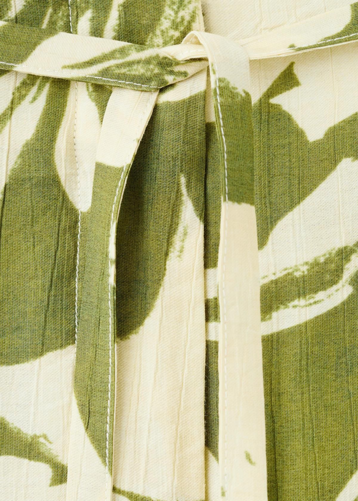 망고 플로럴 하이웨이스트 와이드 팬츠 27092544 VERDE - 상세 이미지 5