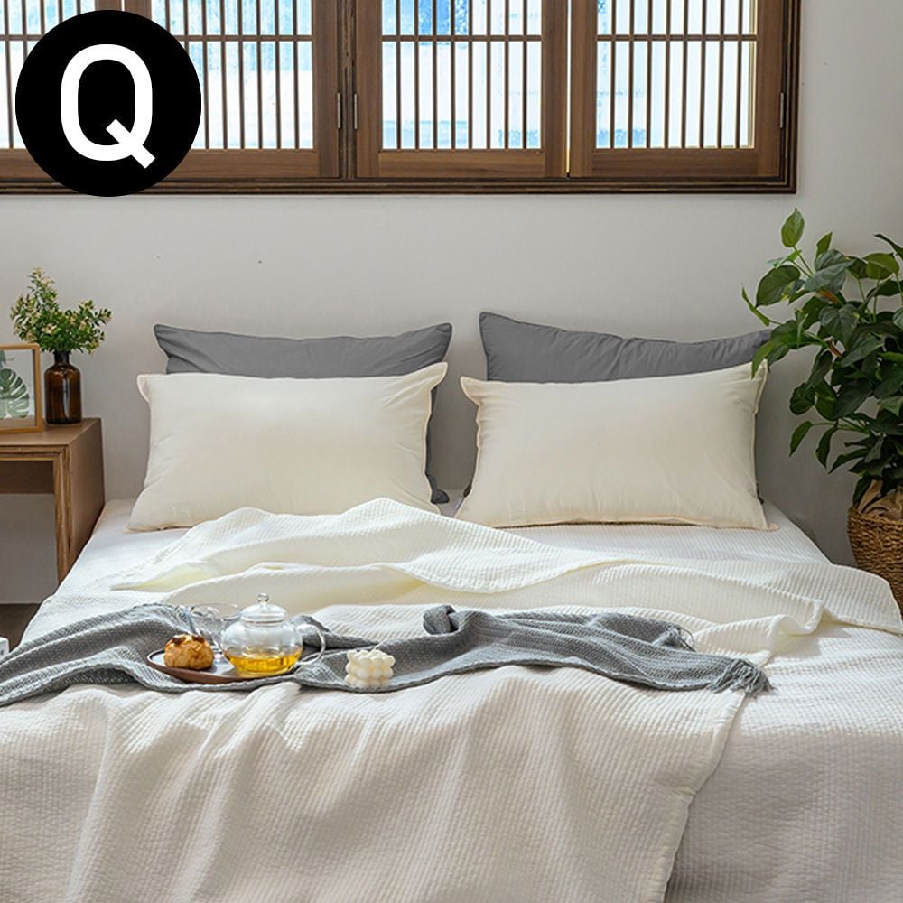 JMds 이불 순면 60수 피그먼트 워싱 스프레드 퀸 Q (화이트) - 메인 이미지
