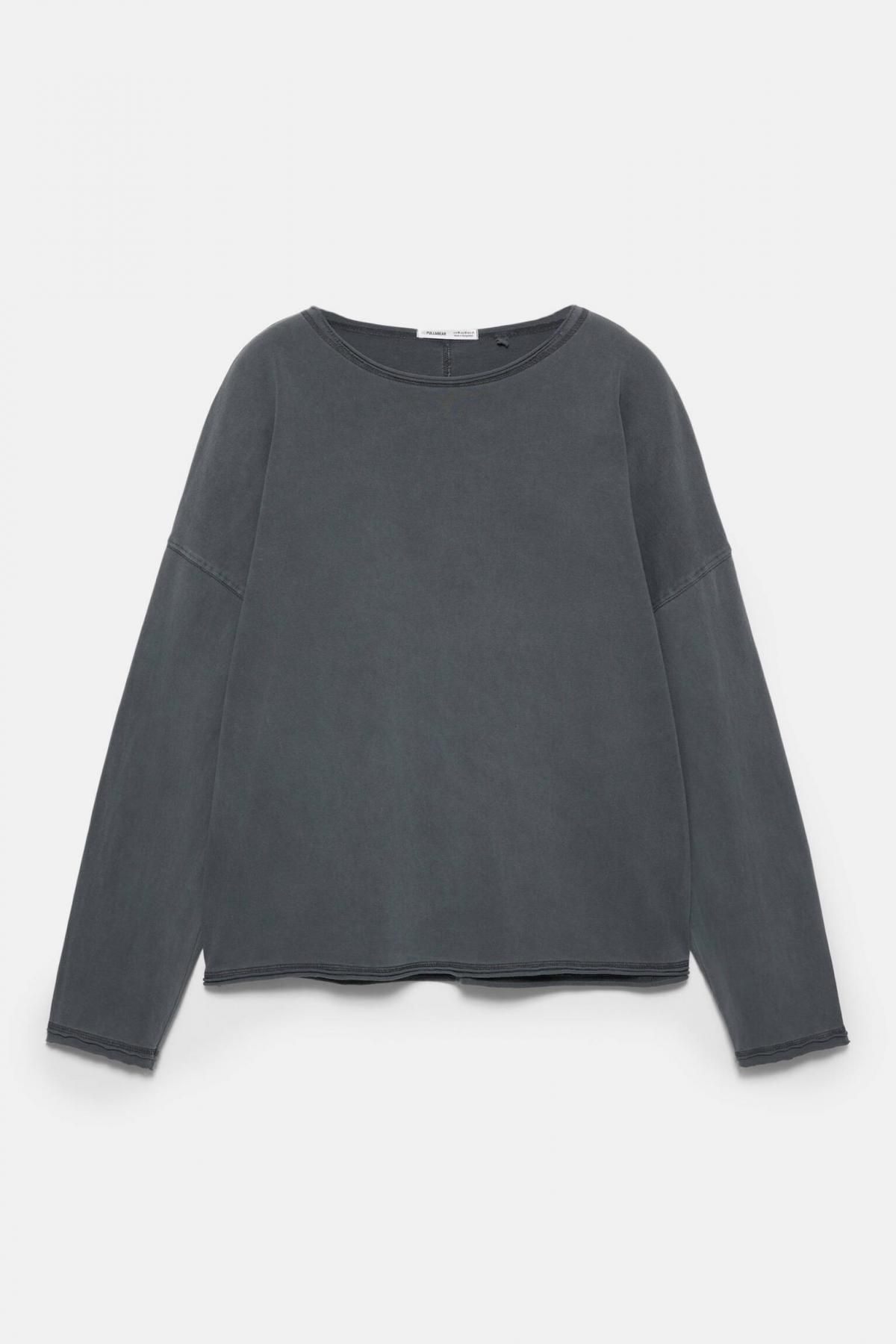 풀앤베어 오버사이즈 라운드넥 긴팔 티셔츠 7152/304 DARK GREY - 상품 이미지