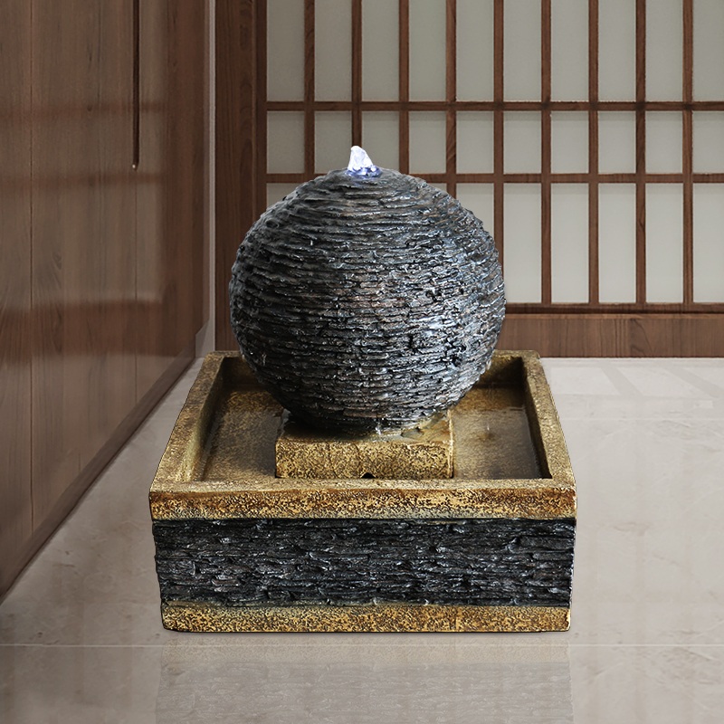 미니분수대 실내 분수 인테리어 탁상용 가습효과 석재느낌 RX00072 25x25x25cm - 상세 이미지 4