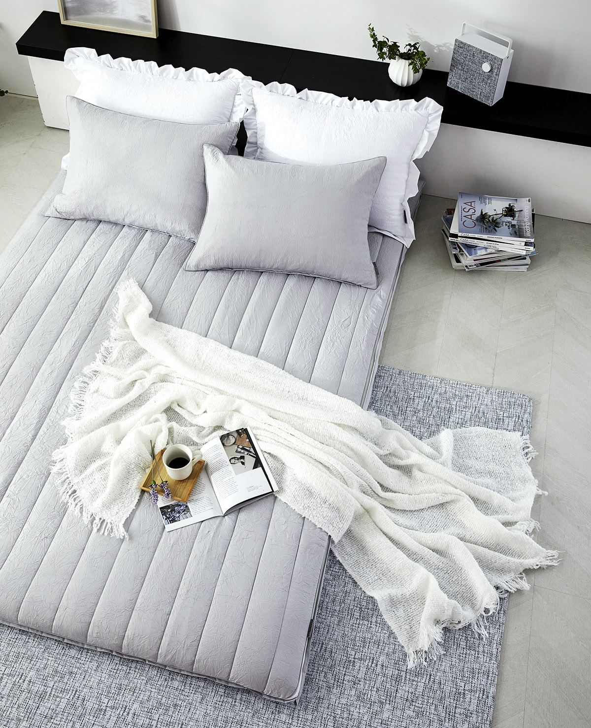 알러지케어 요커버 누빔 토퍼커버 플라워가든 온수매트커버 바닥이불 150x210