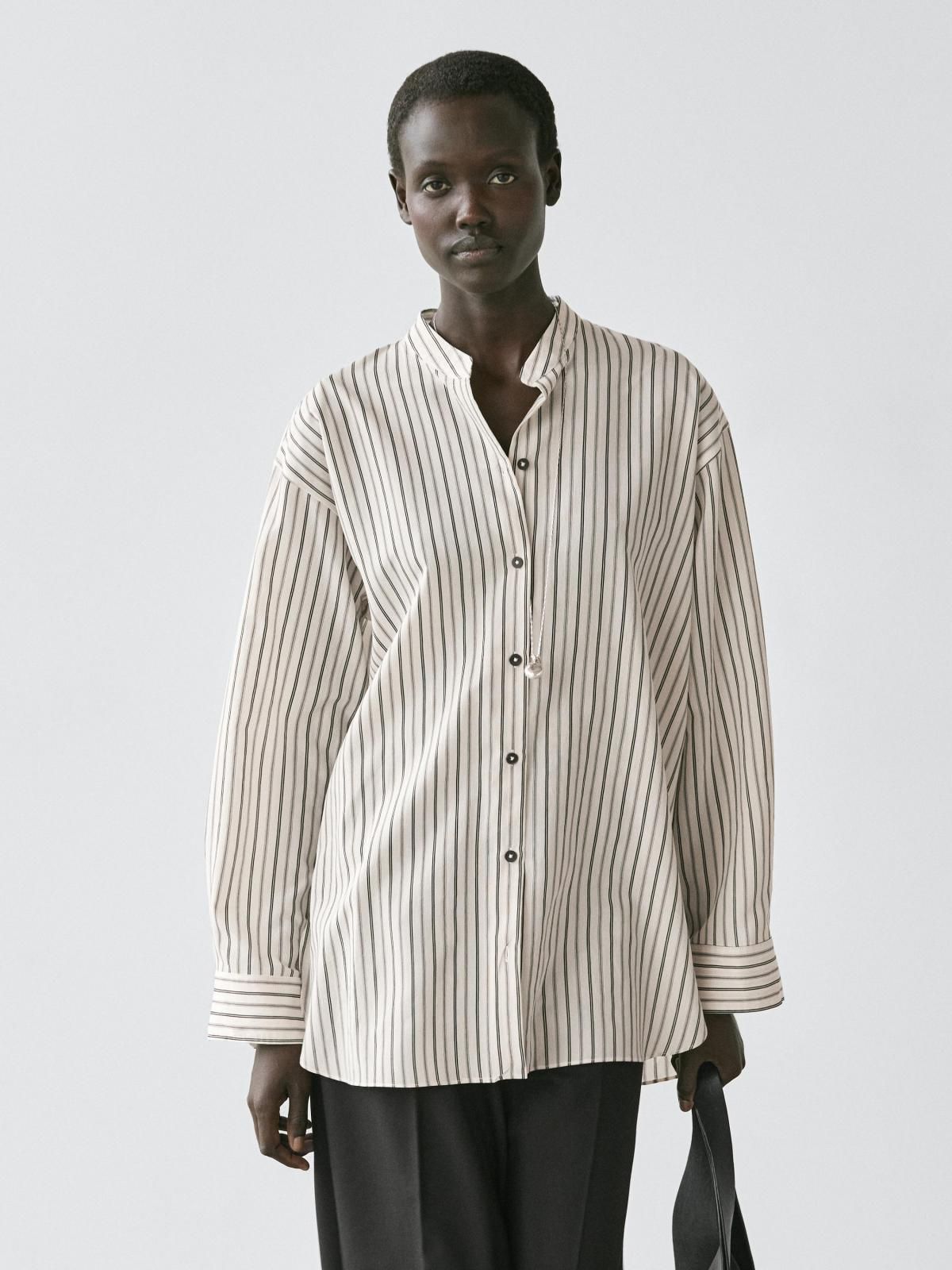 마시모두띠 스트라이프 스탠드카라 긴팔 셔츠 5123/723 OFF WHITE - 상세 이미지 3