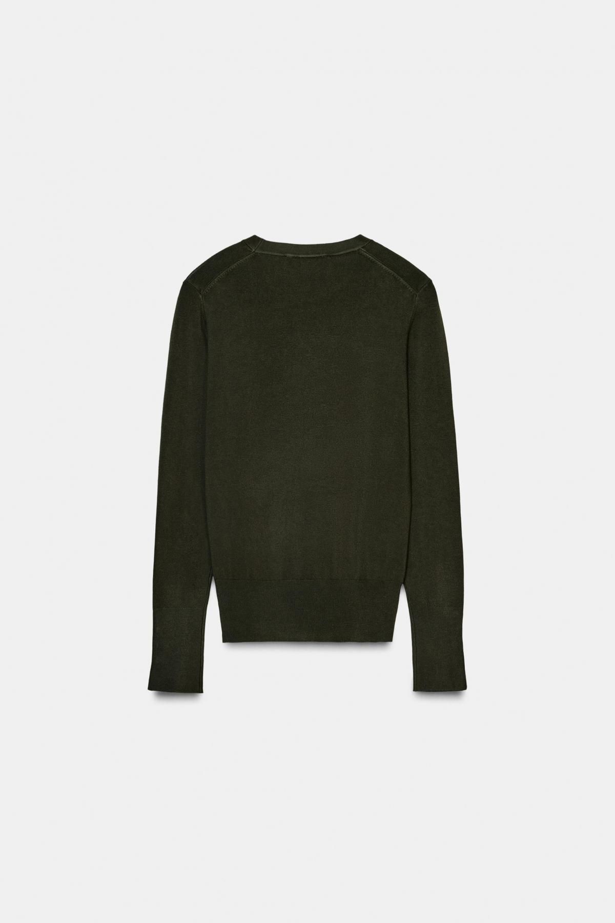 자라 베이직 라운드넥 니트 스웨터 8851/171 DARK KHAKI 이미지 6