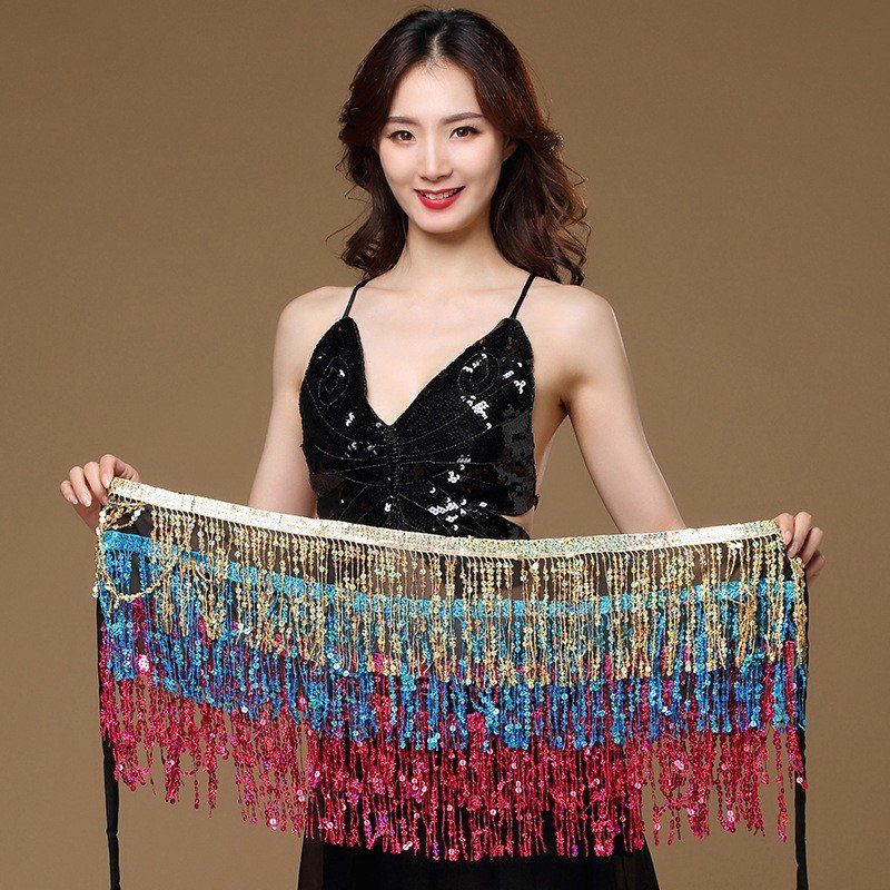 스팽글 스커트 반짝이 치마 벨트 허리 벨리 댄스 힙 밸리 무대 라인댄스 힙스카프 - 상세 이미지 5