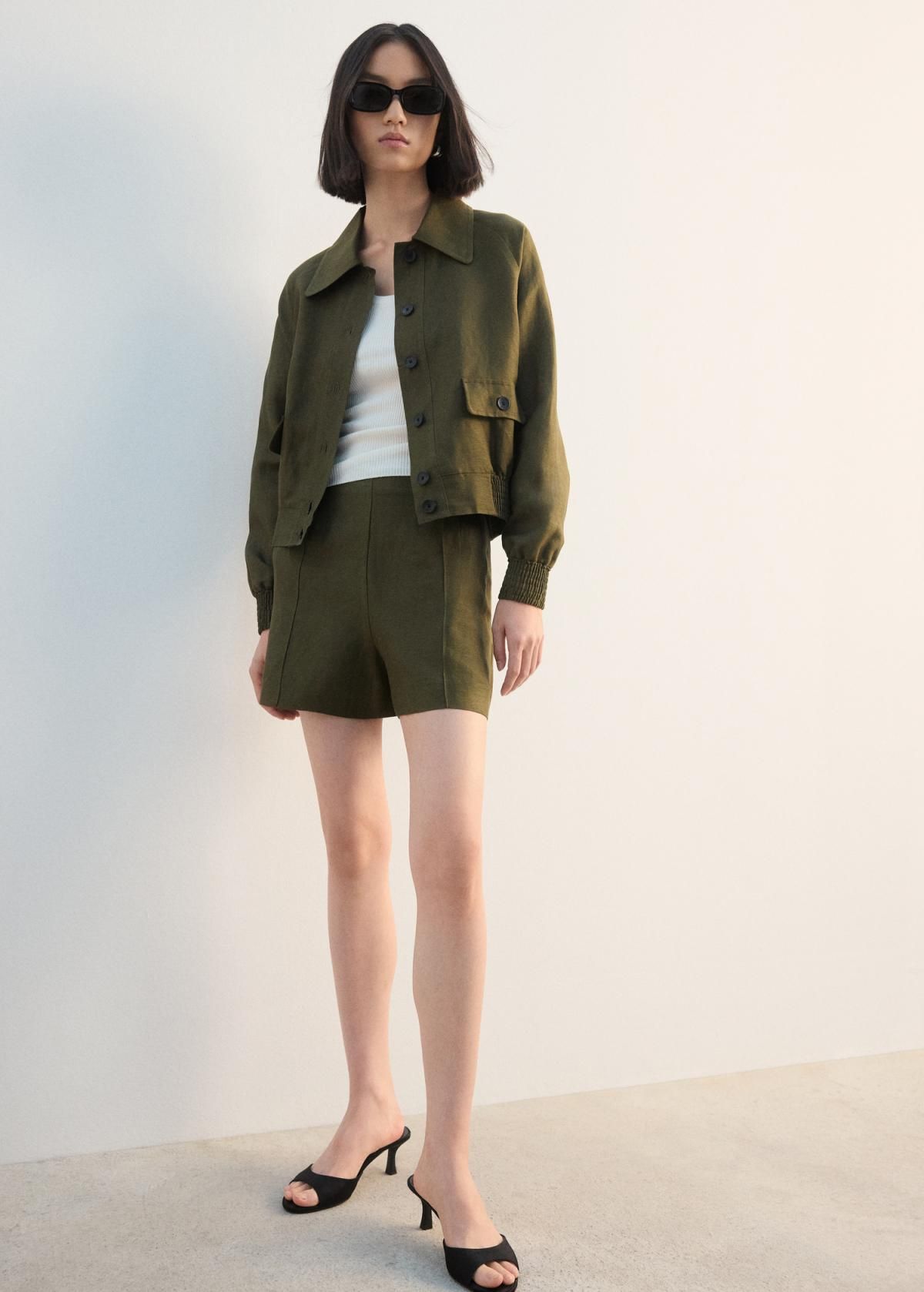 망고 린넨믹스 카키 재킷 버튼 포켓 27041240 KHAKI - 상세 이미지 3