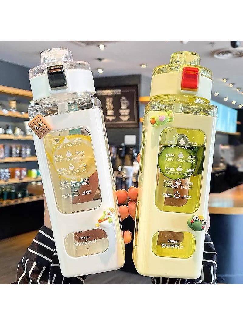 투명 휴대용 음료수 보틀 물병 스트랩 텀블러 리필용 디자인 레드 700ml - 상세 이미지 2