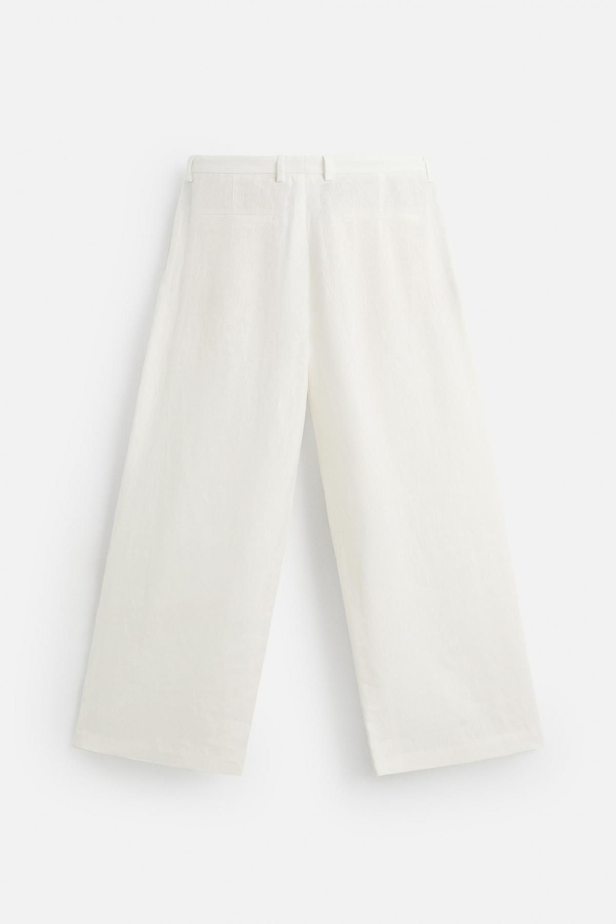 자라 린넨 플리츠 와이드 팬츠 4901/411 OYSTER-WHITE 이미지 8