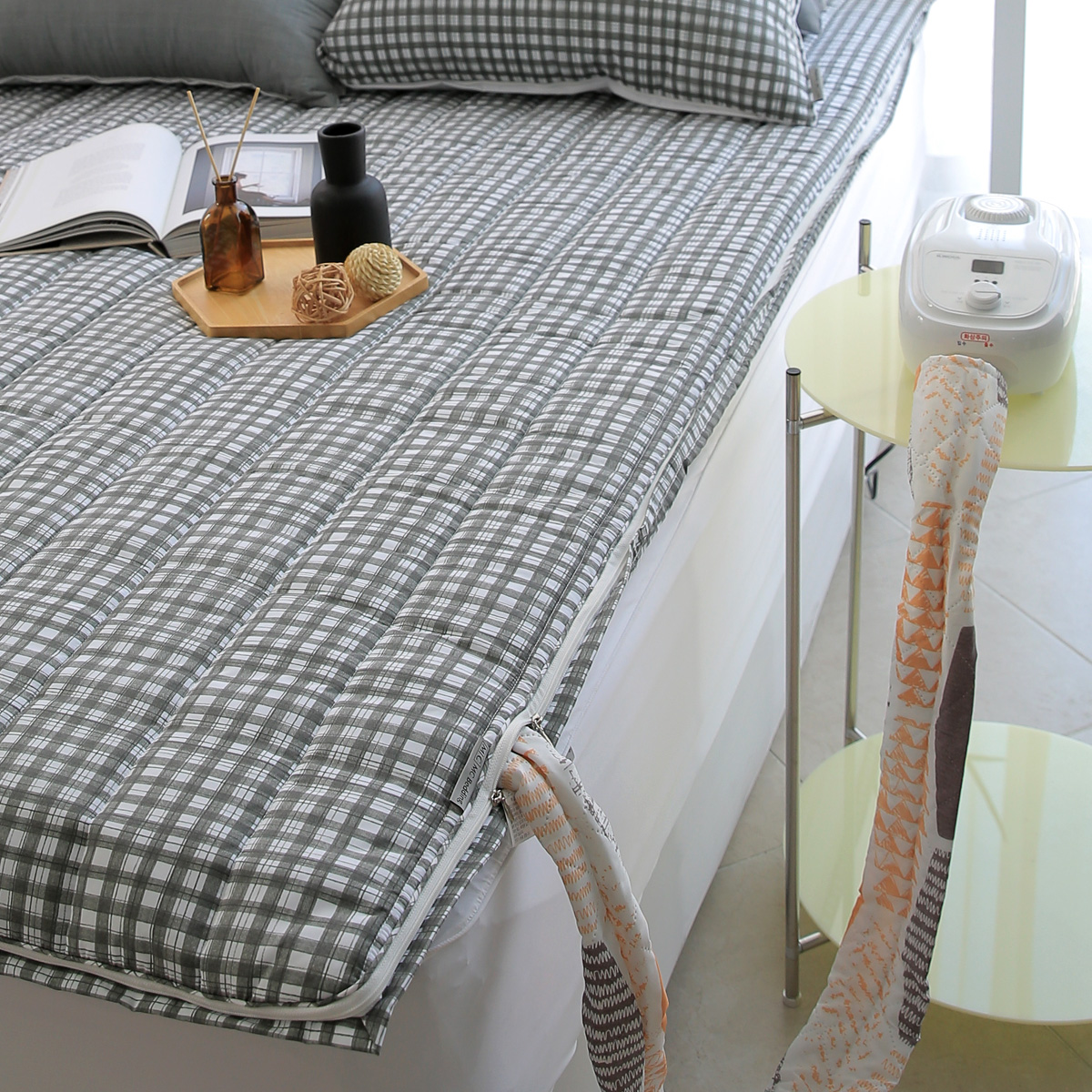 알러지케어 요커버 누빔 토퍼커버 플라워가든 온수매트커버 바닥이불 150x210