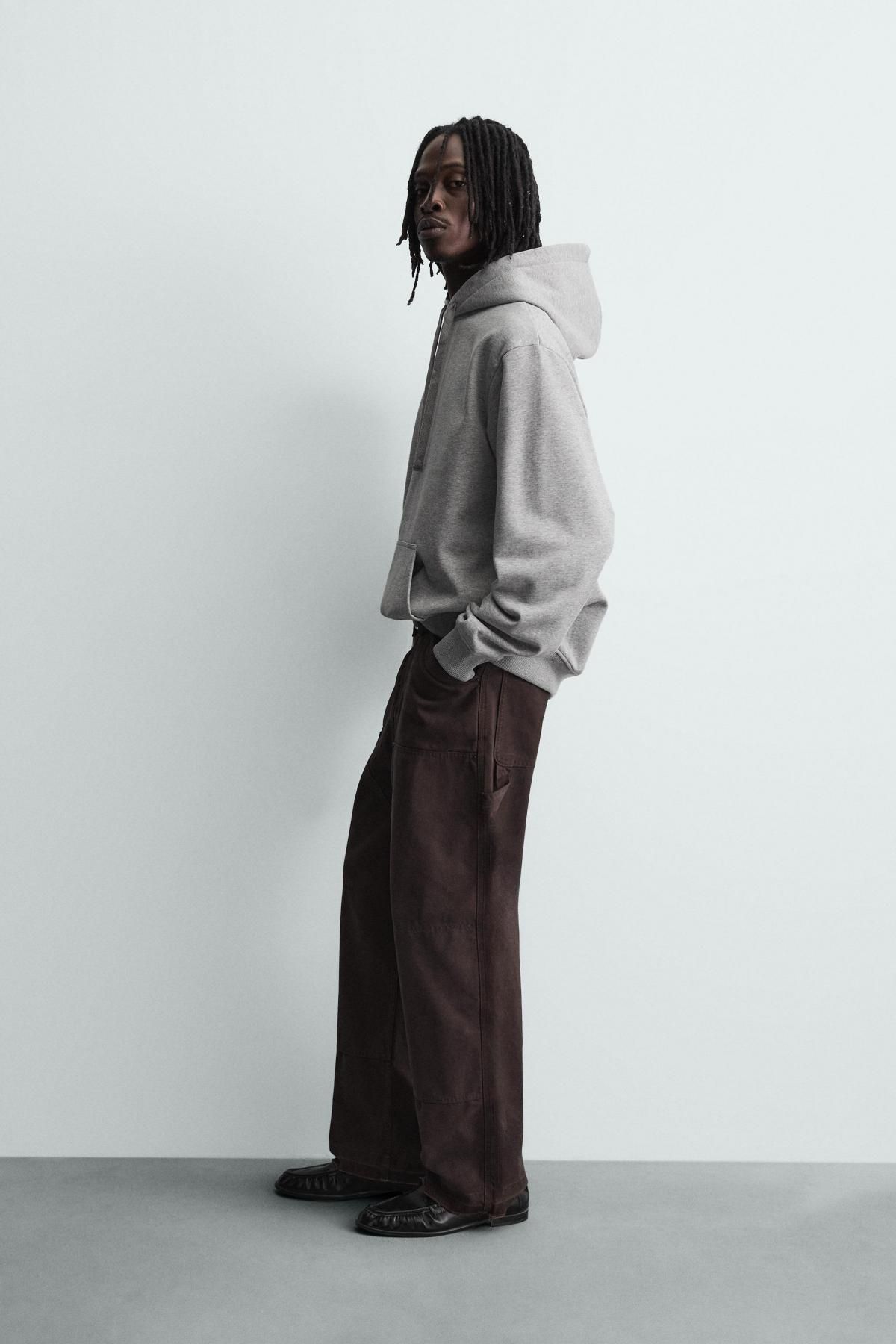 자라 텍스처 오버핏 후드 스웨트셔츠 0761/810 GREY MARL - 상세 이미지 5