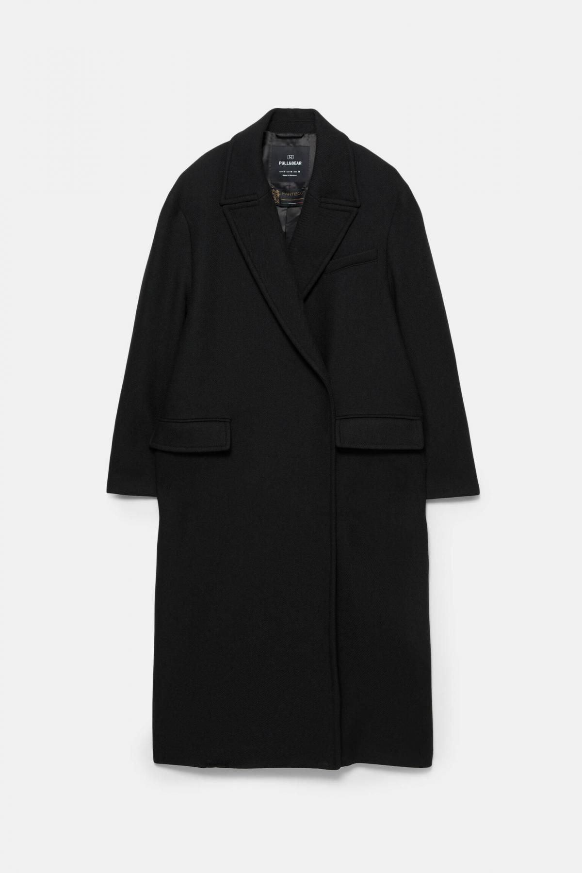 풀앤베어 울 블렌드 블랙 롱 코트 7800/367 BLACK - 상품 이미지