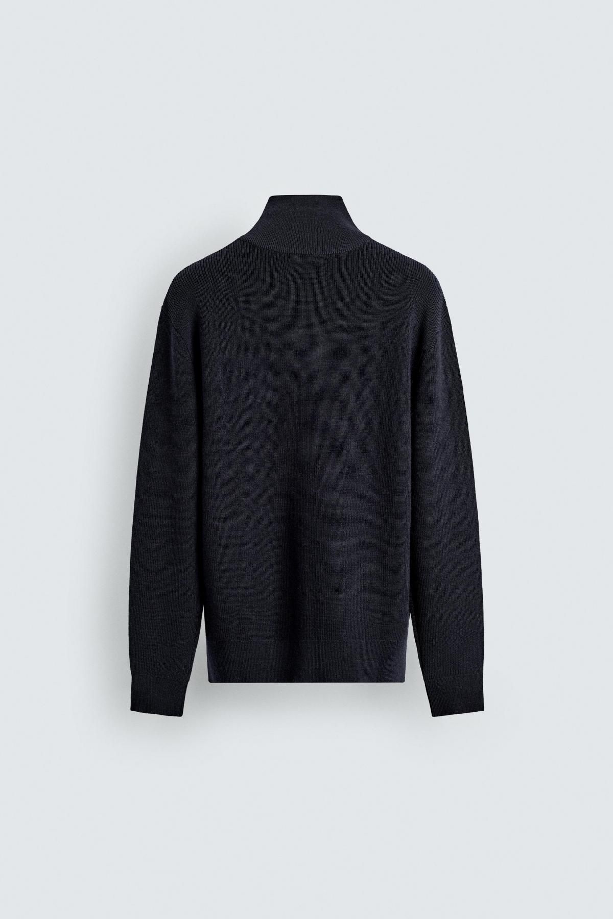 자라 울 혼방 하프집업 니트 스웨터 3284/324 NAVY BLUE 이미지 8
