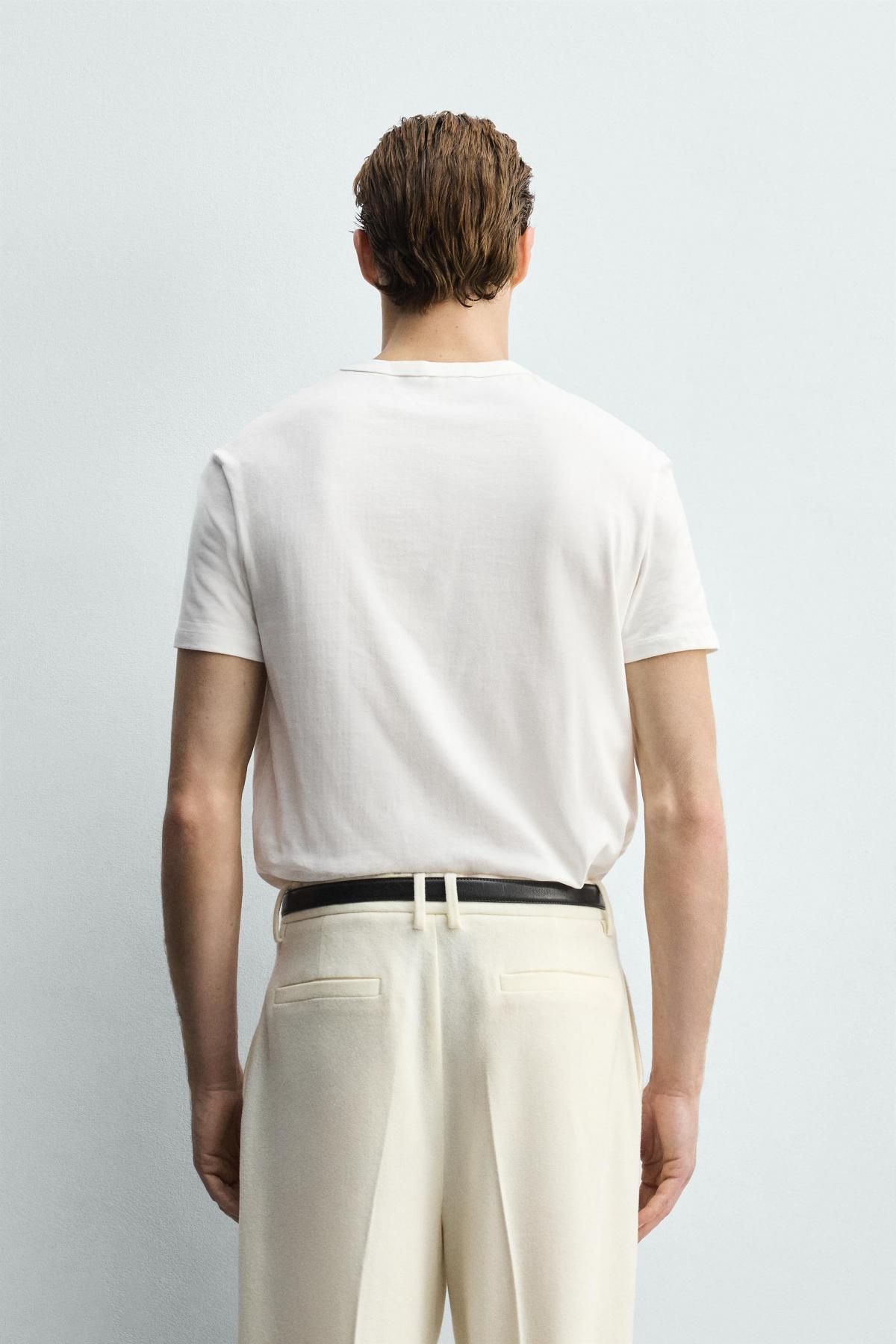 자라 소프트 릴렉스핏 반팔 티셔츠 5644/408 WHITE - 상세 이미지 4