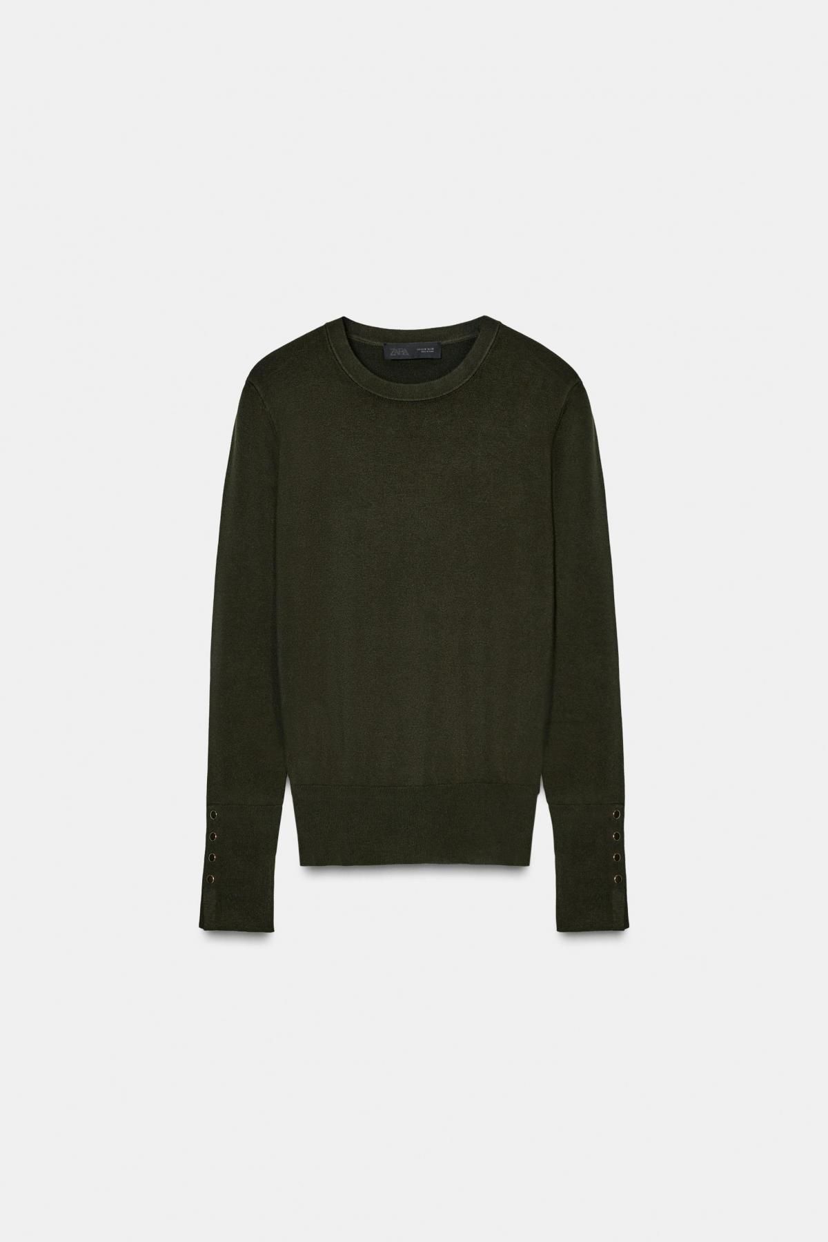 자라 베이직 라운드넥 니트 스웨터 8851/171 DARK KHAKI - 상품 이미지