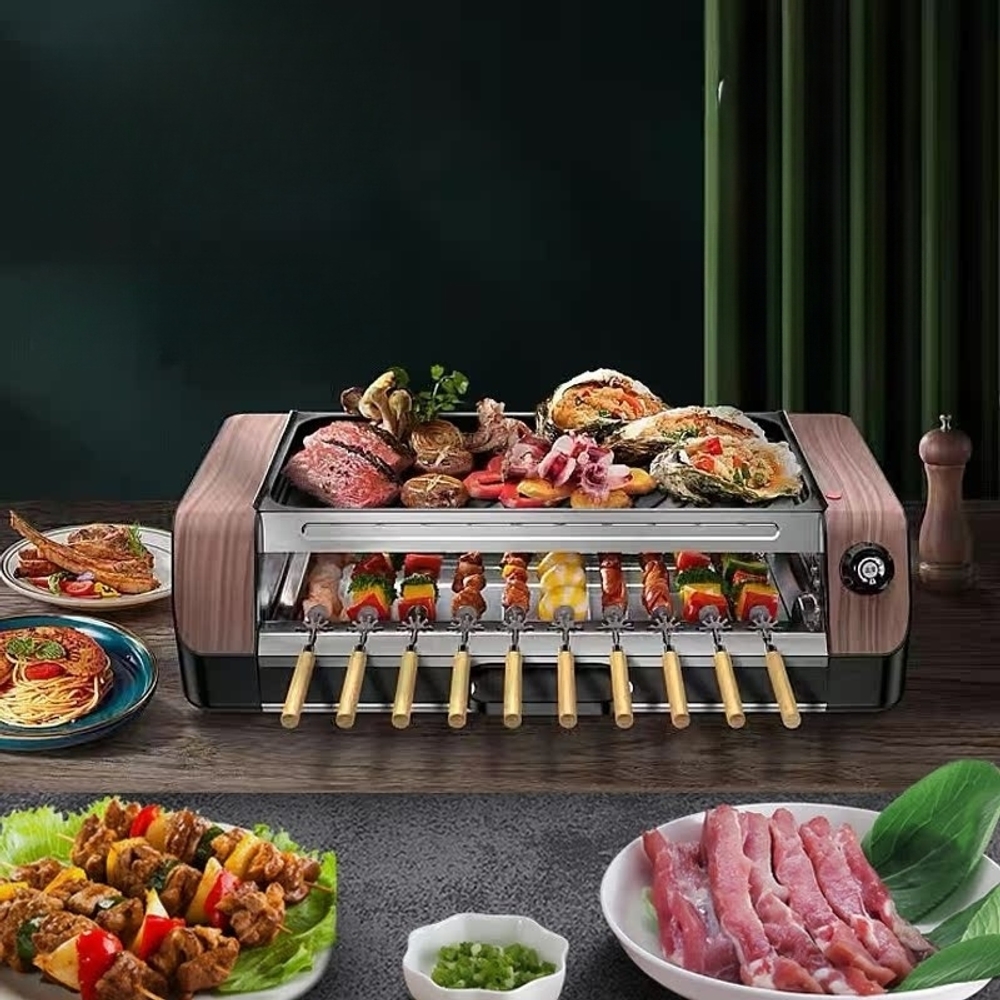 꼬치구이기계 가정용 양꼬치기계 닭꼬치 2단 바베큐 자동 그릴 풀세트 꼬치 10개-304랙 - 상세 이미지 2