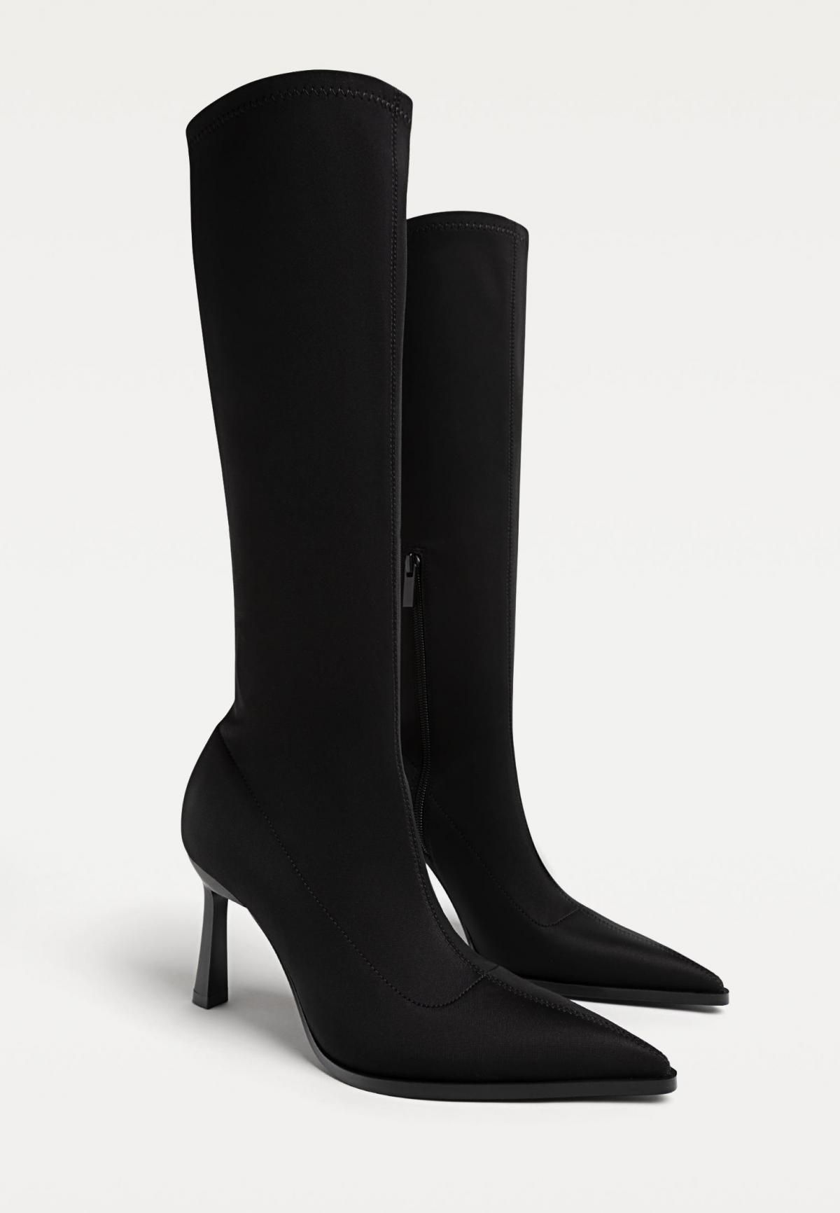 스트라디바리우스 스트레치 블랙 롱 하이힐 부츠 XL 9852/470 BLACK - 상세 이미지 3