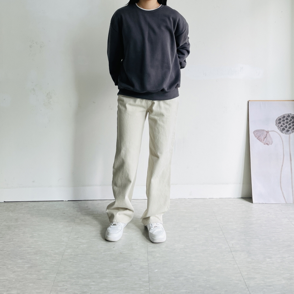 기모면바지 치노팬츠 기모와이드팬츠 일자 겨울 바지 - 상세 이미지 2