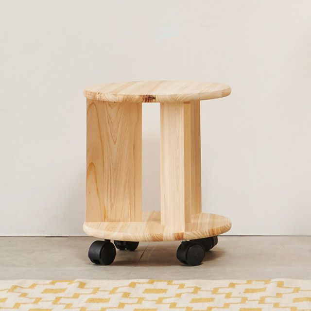 가구의서 H6690 1단 삼나무 원형 이동선반 350x350x401mm - 메인 이미지