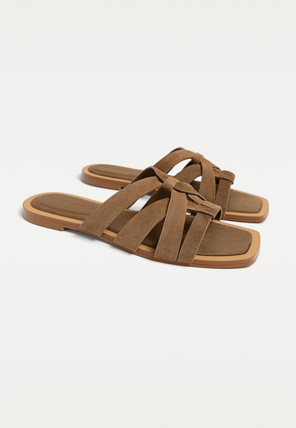 스트라디바리우스 미니멀 소가죽 스트랩 플랫 샌들 9260/570 BEIGE - 상세 이미지 2