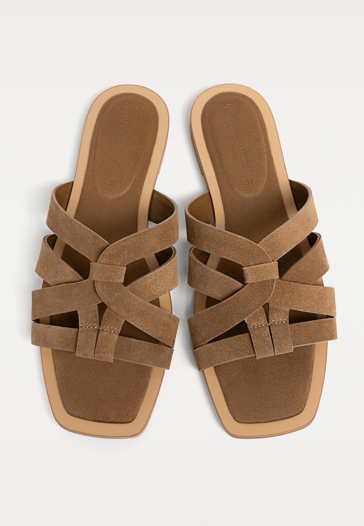 스트라디바리우스 미니멀 소가죽 스트랩 플랫 샌들 9260/570 BEIGE - 상세 이미지 4