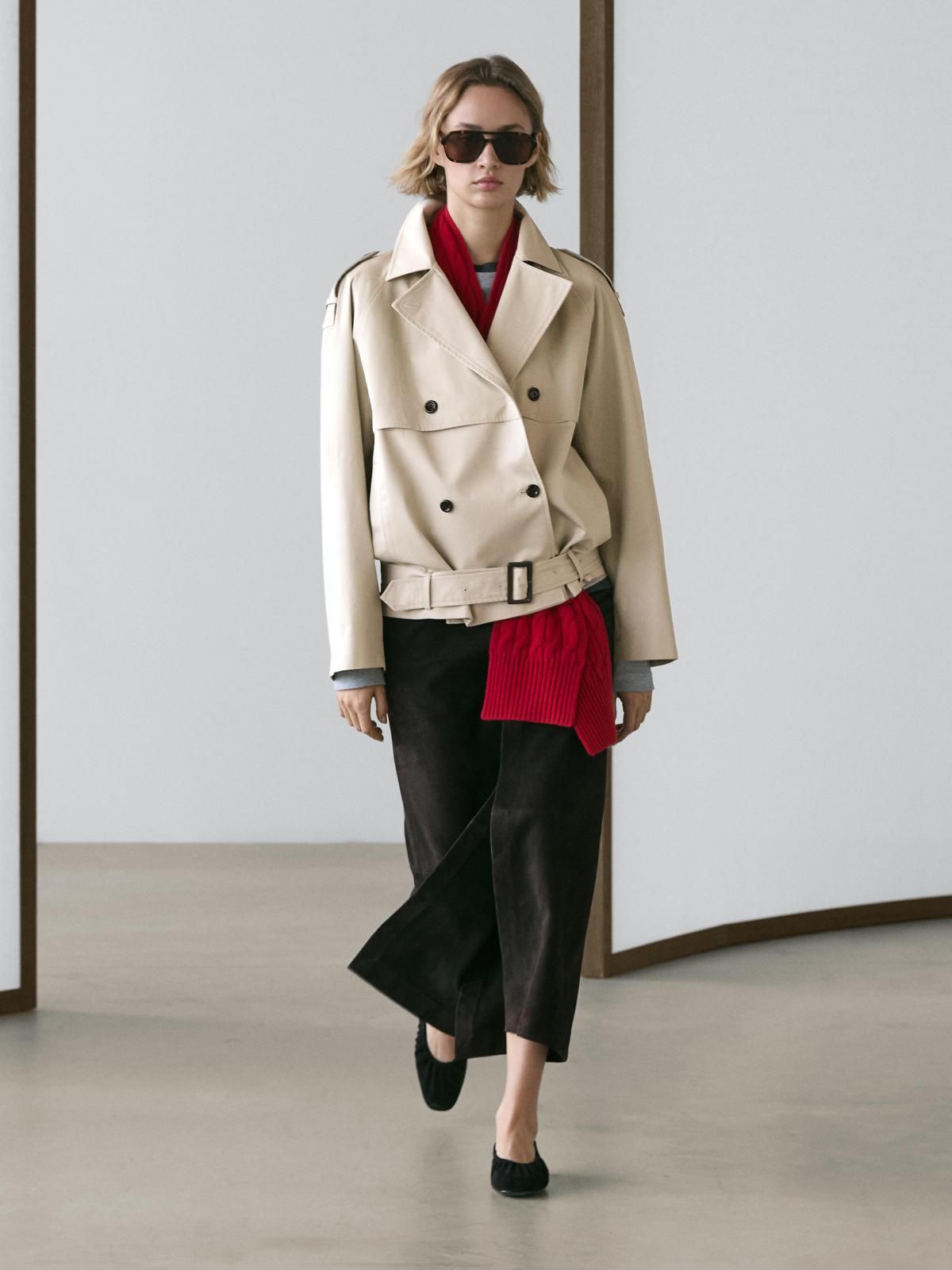 마시모두띠 벨트 디테일 코튼 숏 트렌치코트 6754/546 BEIGE - 상세 이미지 2