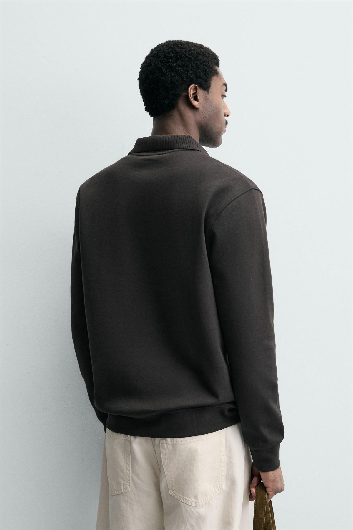 자라 인터록 긴팔 폴로 맨투맨 블랙 4092/444 ANTHRACITE GREY - 상세 이미지 4