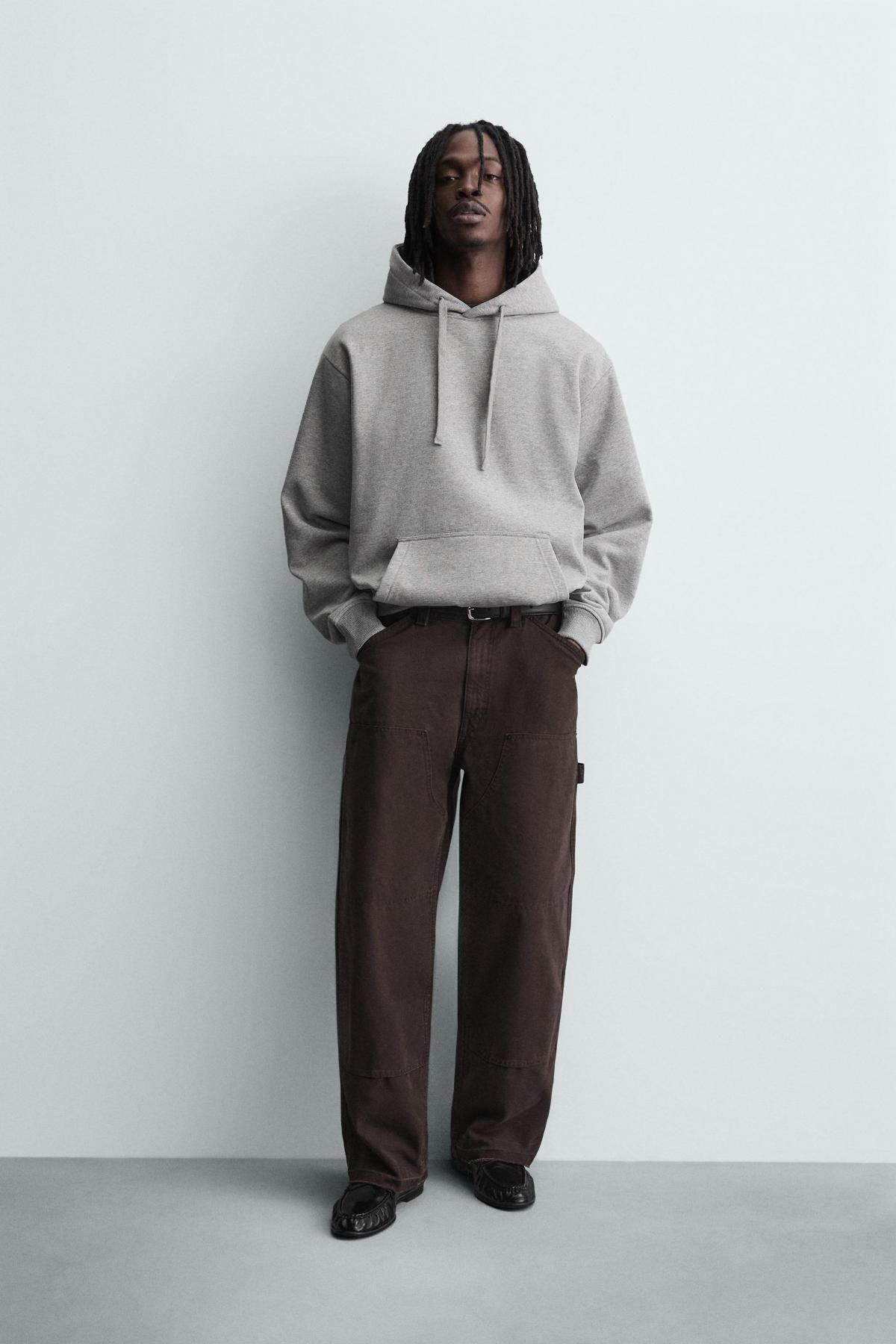 자라 텍스처 오버핏 후드 스웨트셔츠 0761/810 GREY MARL - 상세 이미지 2