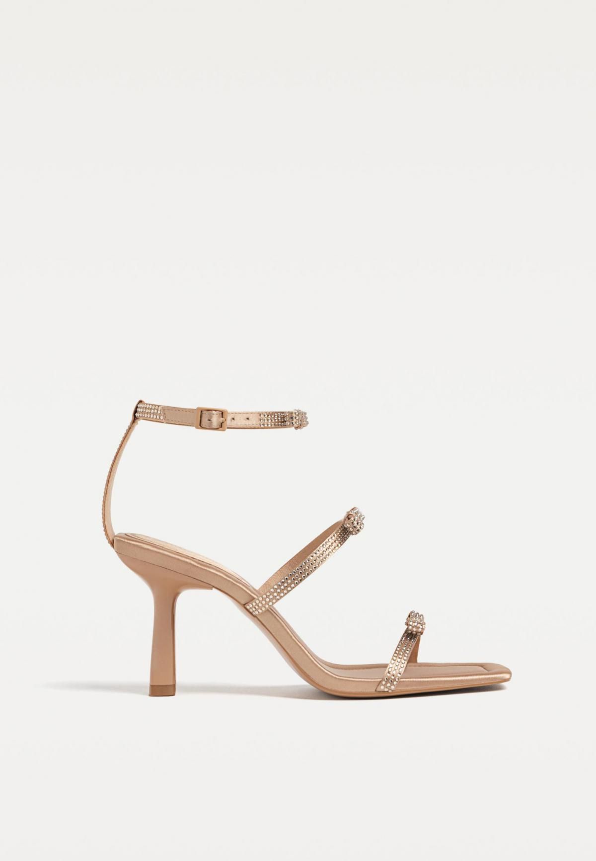스트라디바리우스 스파클 스트랩 리본 디테일 8cm 힐 샌들 9708/470 BEIGE - 상품 이미지
