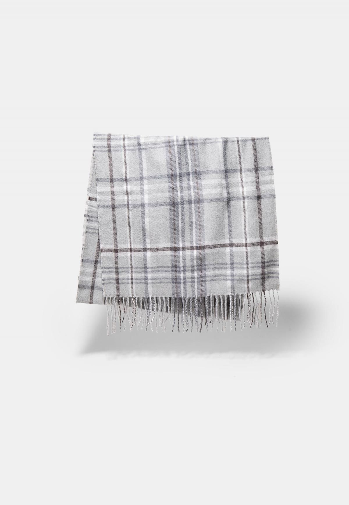 스트라디바리우스 체크 멀티컬러 프린지 머플러 3571/903 GREY MELANGE - 상세 이미지 4