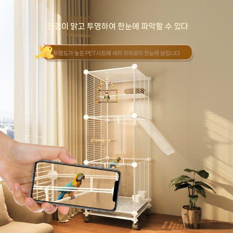 앵무새대형새장 3단 투명 아크릴 둥지 앵무새장 새장 대형 이동식 - 상세 이미지 2