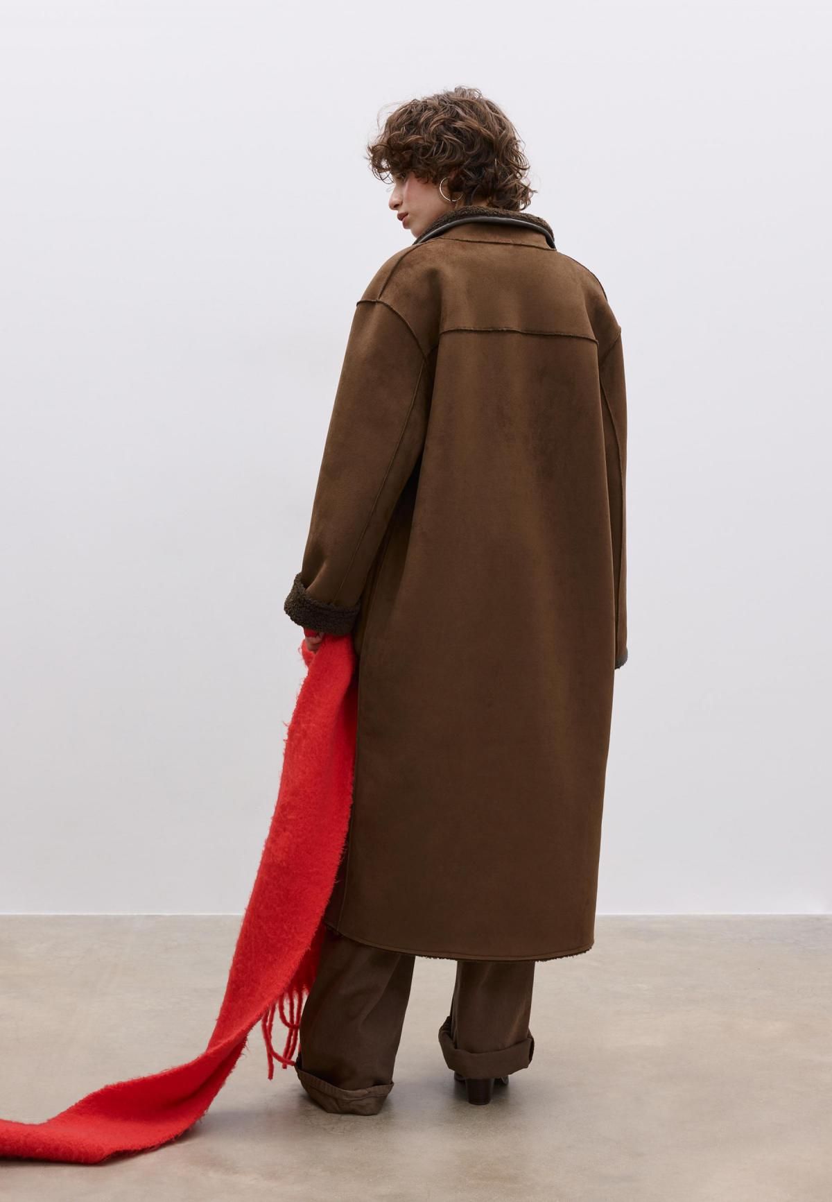 스트라디바리우스 리버서블 무스탕 롱 코트 8608/886 BROWN - 상세 이미지 2