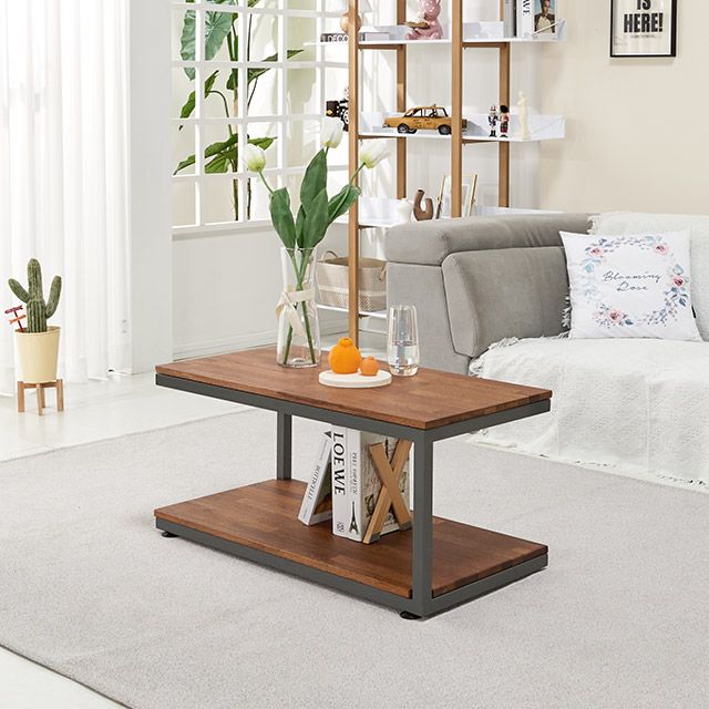 가구의서 CZ362 스틸 쇼파테이블 멀바우 900x450x420mm - 상품 이미지