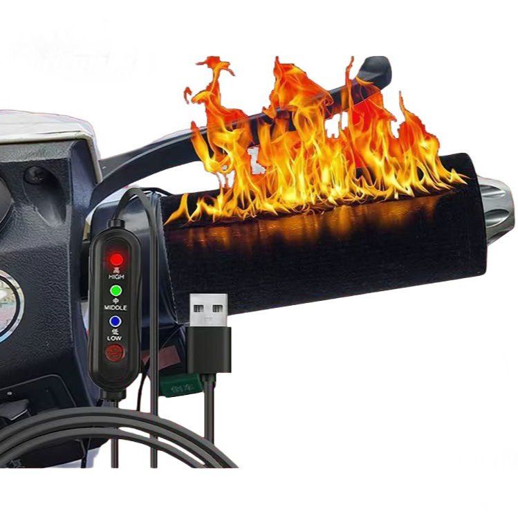 오토바이 열선 손잡이 바이크 발열 가열 핸들 USB 전원 전기자전거 난방 방한 - 상품 이미지