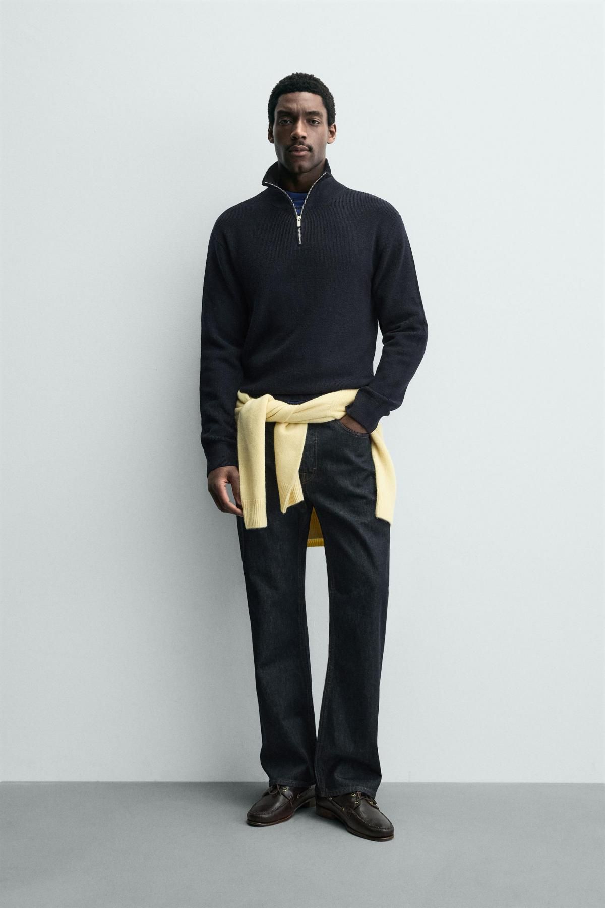자라 울 혼방 하프집업 니트 스웨터 3284/324 NAVY BLUE - 상세 이미지 2