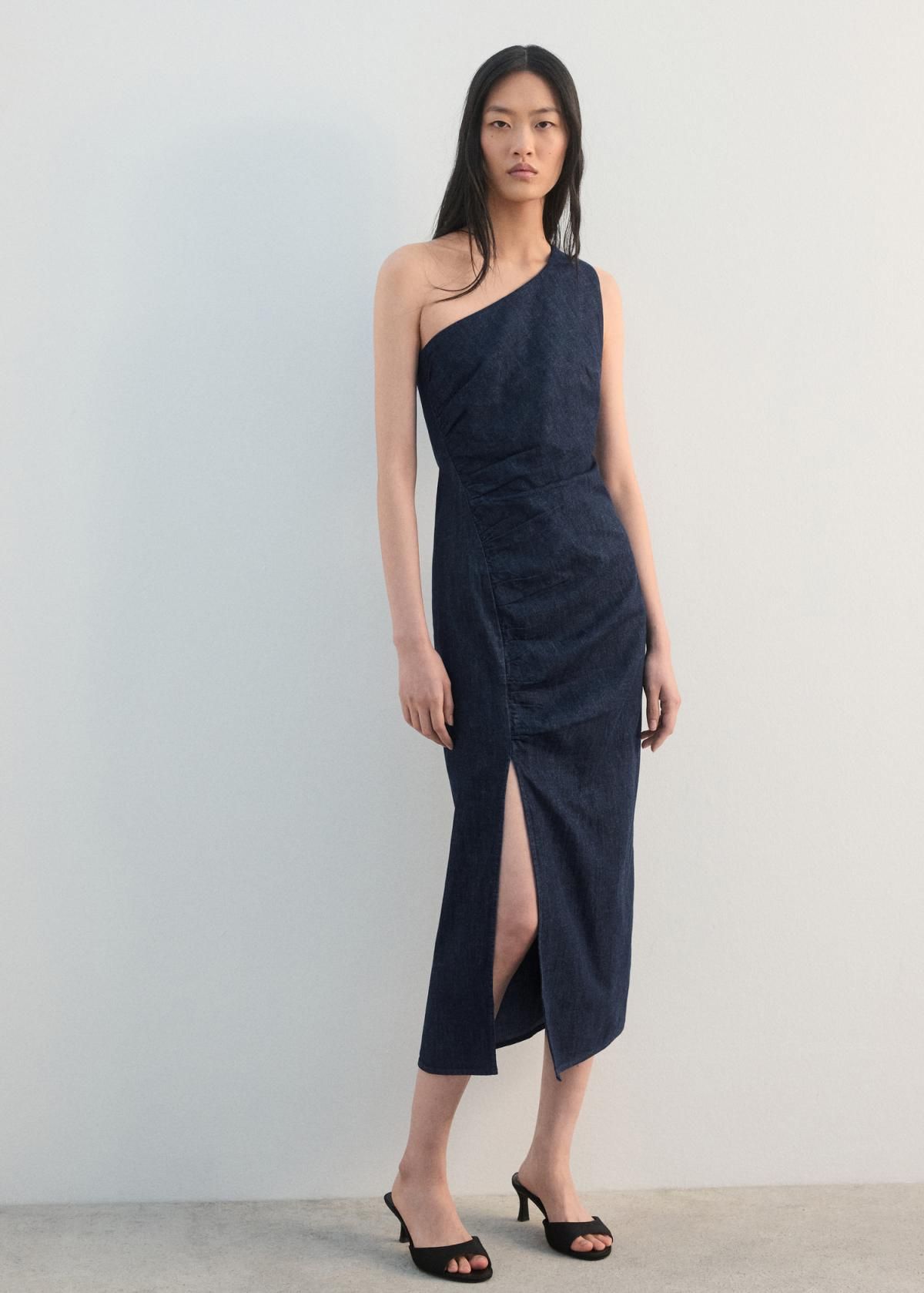 망고 데님 비대칭 미디 원피스 27043271 AZUL - 상세 이미지 3