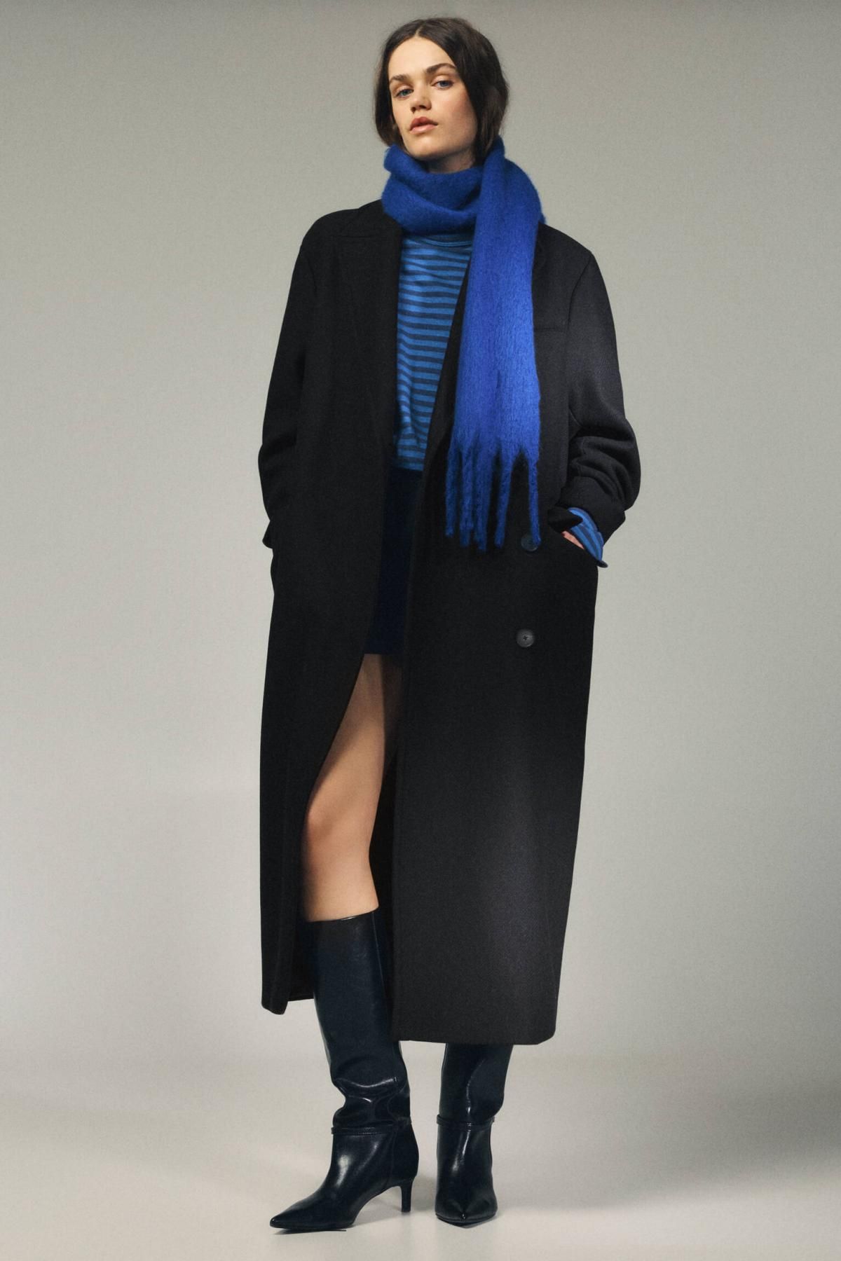 풀앤베어 울 블렌드 블랙 롱 코트 7800/367 BLACK - 상세 이미지 2
