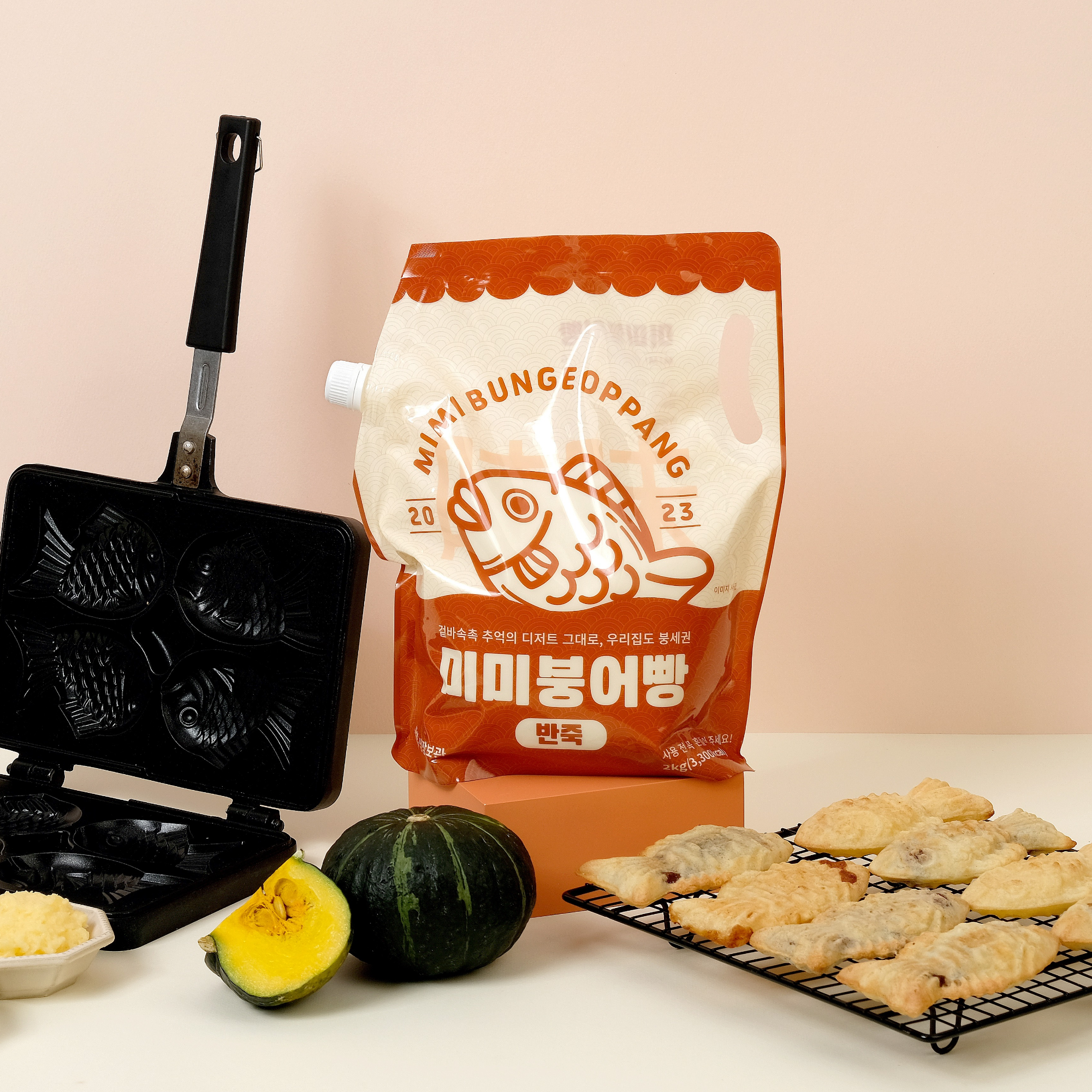 미미 붕어빵 반죽 가정용 2kg 팥앙금 슈크림 재료 믹스 잉어빵 세트 - 상품 이미지