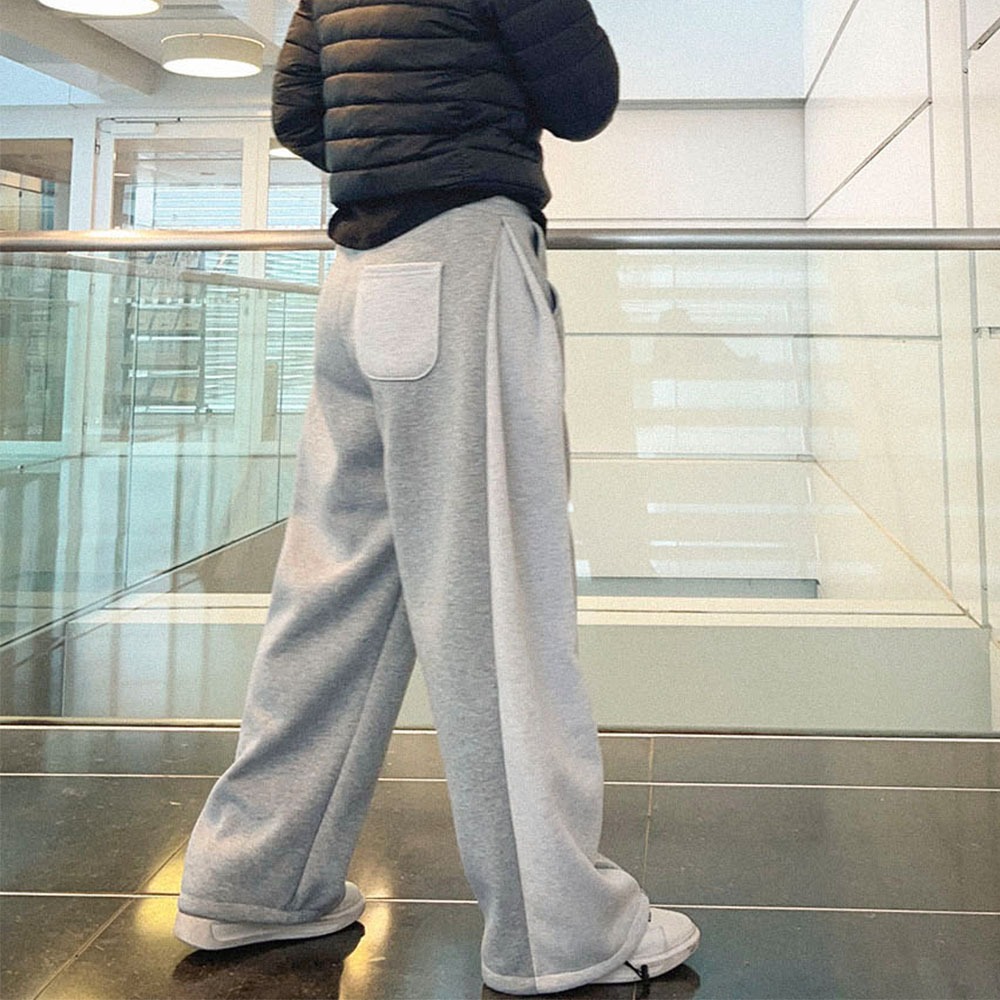 여자 배색 기모 투웨이 팬츠 여성 와이드 조거팬츠 - 상품 이미지