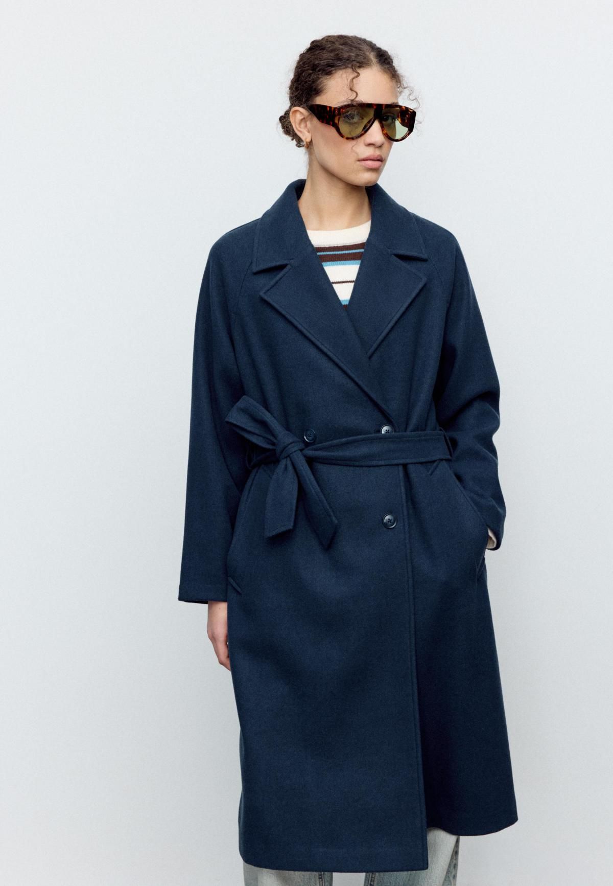 스트라디바리우스 소프트 더블 트렌치코트 네이비 5818/183 DARK BLUE - 상세 이미지 4