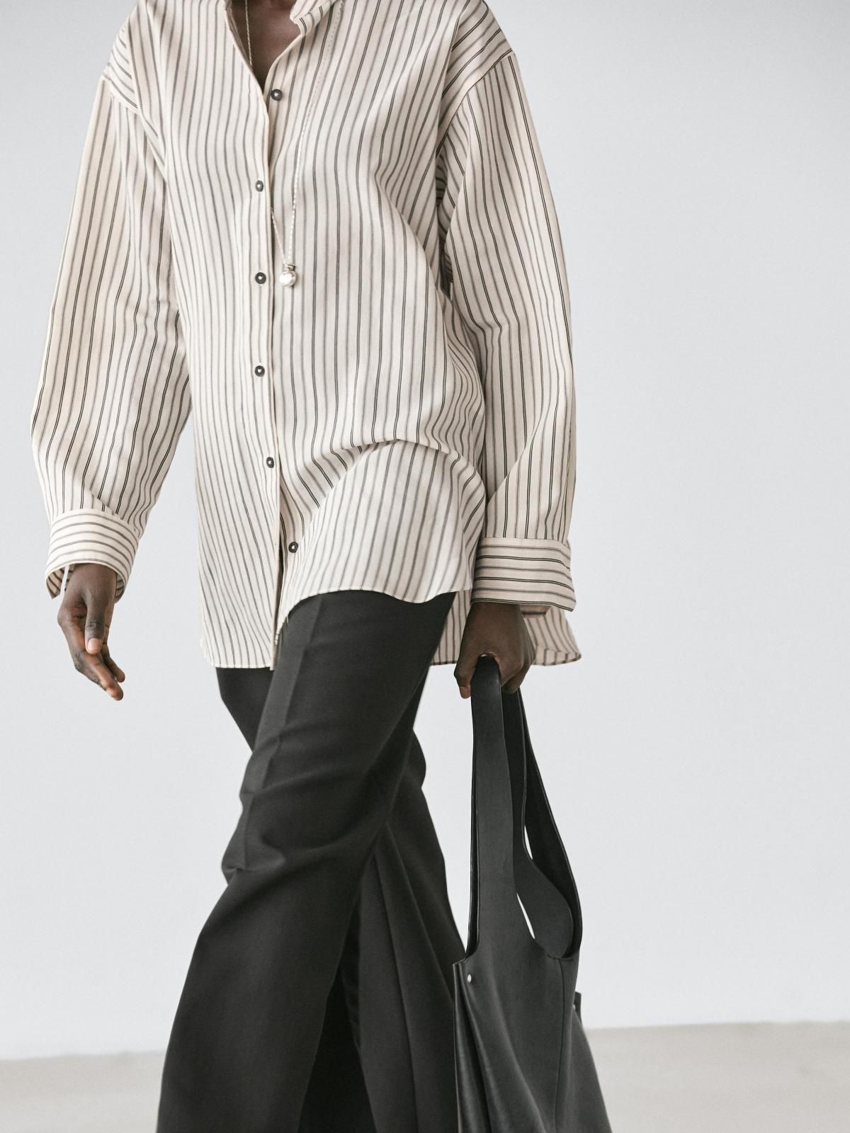마시모두띠 스트라이프 스탠드카라 긴팔 셔츠 5123/723 OFF WHITE - 상세 이미지 5