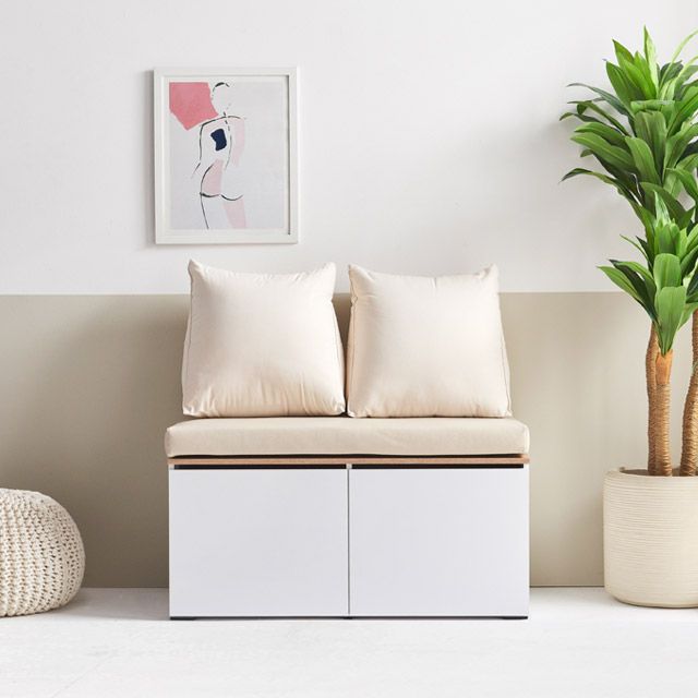 가구의서 C3510 수납형 가죽패드 벤치 소파 2인용 1000x550x530mm