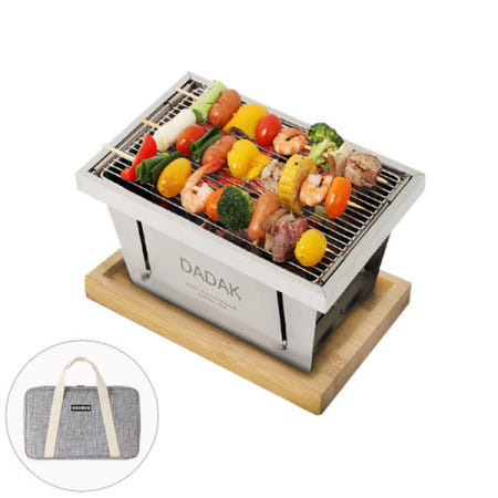 꾸버스 다닥 S 바베큐그릴 가방포함 캠핑 접이식 스텐 휴대용 숯불 직화 미니 화로대