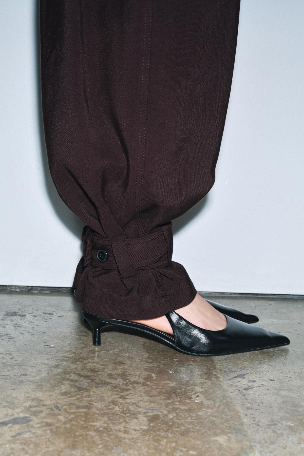 자라 모달 혼방 플리츠 와이드 카고 팬츠 2104/528 CHOCOLATE - 상세 이미지 4